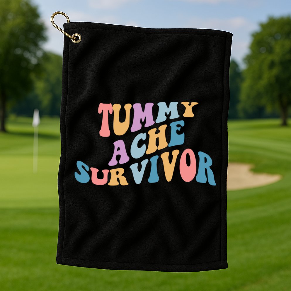 Tummy Ache Survivor Colorful Retro Golf Towel