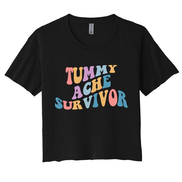 Tummy Ache Survivor Colorful Retro Crop Top