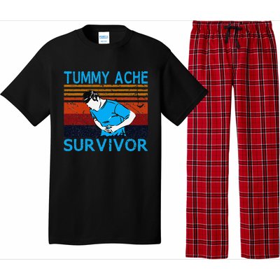 Tummy Ache Survivor Vintage Retro Sunset Stomach Hurts Memes Pajama Set