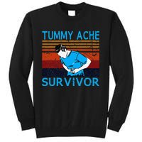 Tummy Ache Survivor Vintage Retro Sunset Stomach Hurts Memes Tall Sweatshirt