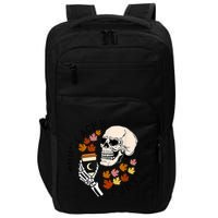 Tummy Ache Survivor Funny Skeleton Drinking Coffee In Autumn Fall Season Impact Tech Backpack