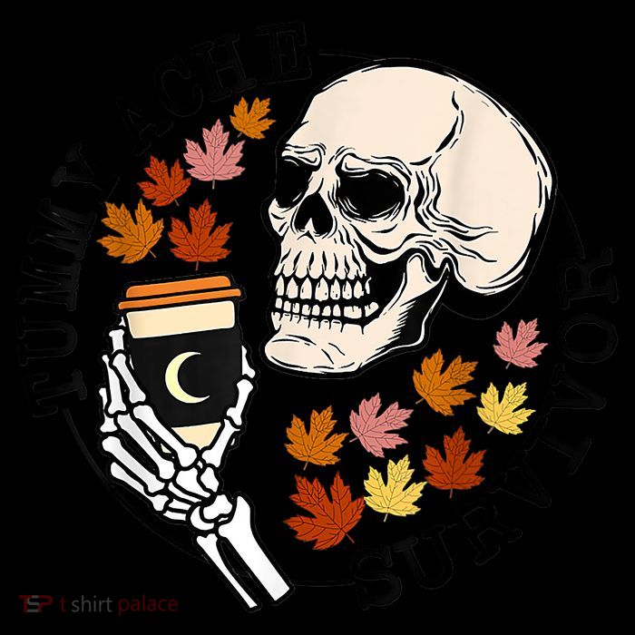 Tummy Ache Survivor Funny Skeleton Drinking Coffee In Autumn Fall Season Bag