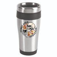 Tummy Ache Survivor Funny Skeleton Drinking Coffee In Autumn Fall Season 16oz Travel Tumbler