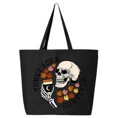 Tummy Ache Survivor Funny Skeleton Drinking Coffee In Autumn Fall Season 25L Jumbo Tote