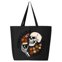 Tummy Ache Survivor Funny Skeleton Drinking Coffee In Autumn Fall Season 25L Jumbo Tote