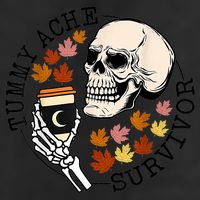 Tummy Ache Survivor Funny Skeleton Drinking Coffee In Autumn Fall Season 25L Jumbo Tote