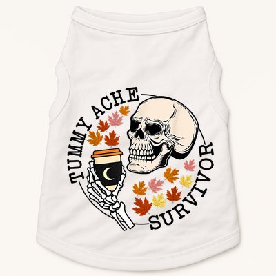 Tummy Ache Survivor Funny Skeleton Drinking Coffee In Autumn Fall Season Doggie Tank