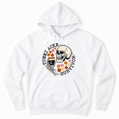 Tummy Ache Survivor Funny Skeleton Drinking Coffee In Autumn Fall Season Hoodie