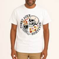 Tummy Ache Survivor Funny Skeleton Drinking Coffee In Autumn Fall Season Tall T-Shirt