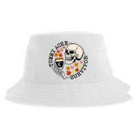 Tummy Ache Survivor Funny Skeleton Drinking Coffee In Autumn Fall Season Sustainable Bucket Hat
