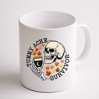 Tummy Ache Survivor Funny Skeleton Drinking Coffee In Autumn Fall Season Mug