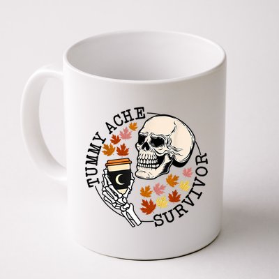Tummy Ache Survivor Funny Skeleton Drinking Coffee In Autumn Fall Season Mug