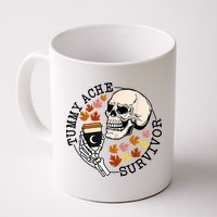 Tummy Ache Survivor Funny Skeleton Drinking Coffee In Autumn Fall Season Mug