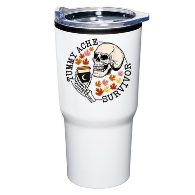 Tummy Ache Survivor Funny Skeleton Drinking Coffee In Autumn Fall Season Tumbler