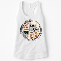Tummy Ache Survivor Funny Skeleton Drinking Coffee In Autumn Fall Season Womens Tank Top