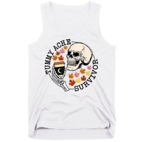 Tummy Ache Survivor Funny Skeleton Drinking Coffee In Autumn Fall Season Tank Top