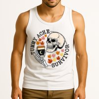 Tummy Ache Survivor Funny Skeleton Drinking Coffee In Autumn Fall Season Tank Top
