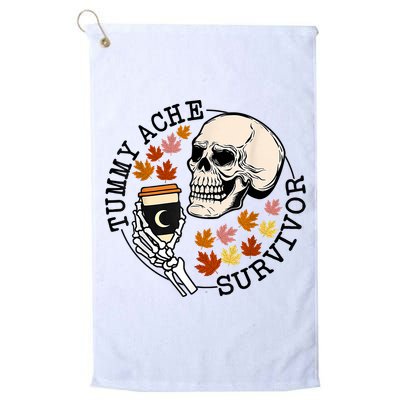 Tummy Ache Survivor Funny Skeleton Drinking Coffee In Autumn Fall Season Golf Towel