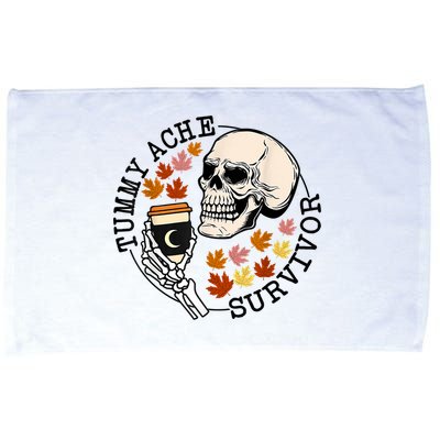 Tummy Ache Survivor Funny Skeleton Drinking Coffee In Autumn Fall Season Microfiber Hand Towel