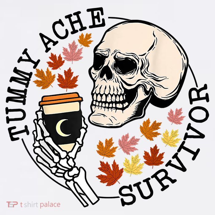 Tummy Ache Survivor Funny Skeleton Drinking Coffee In Autumn Fall Season Visor