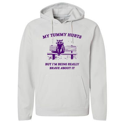 Tummy Ache Survivor Retro 90s Performance Fleece Hoodie