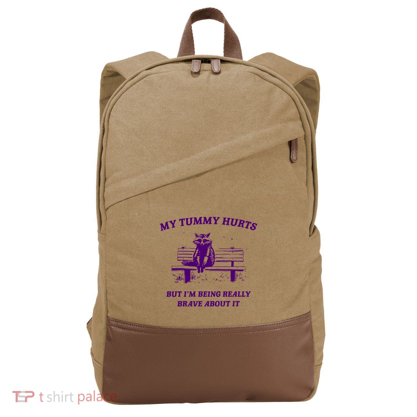 Tummy Ache Survivor Retro 90s Cotton Canvas Backpack