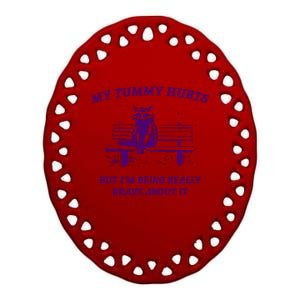 Tummy Ache Survivor Retro 90s Ceramic Oval Ornament