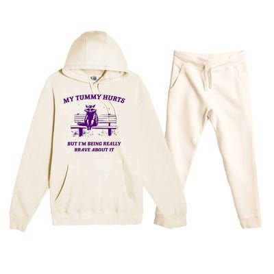 Tummy Ache Survivor Retro 90s Premium Hooded Sweatsuit Set