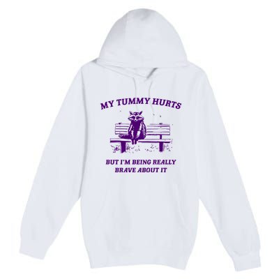 Tummy Ache Survivor Retro 90s Premium Pullover Hoodie