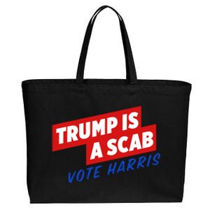 Trump A Scab Funny Vote Harris Uaw Cotton Canvas Jumbo Tote