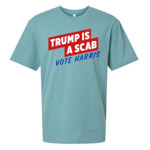 Trump A Scab Funny Vote Harris Uaw Sueded Cloud Jersey T-Shirt