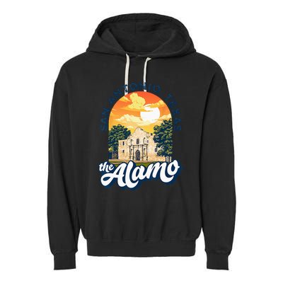 The Alamo San Antonio Texas Mission Vintage Retro Remember Garment-Dyed Fleece Hoodie