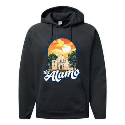 The Alamo San Antonio Texas Mission Vintage Retro Remember Performance Fleece Hoodie