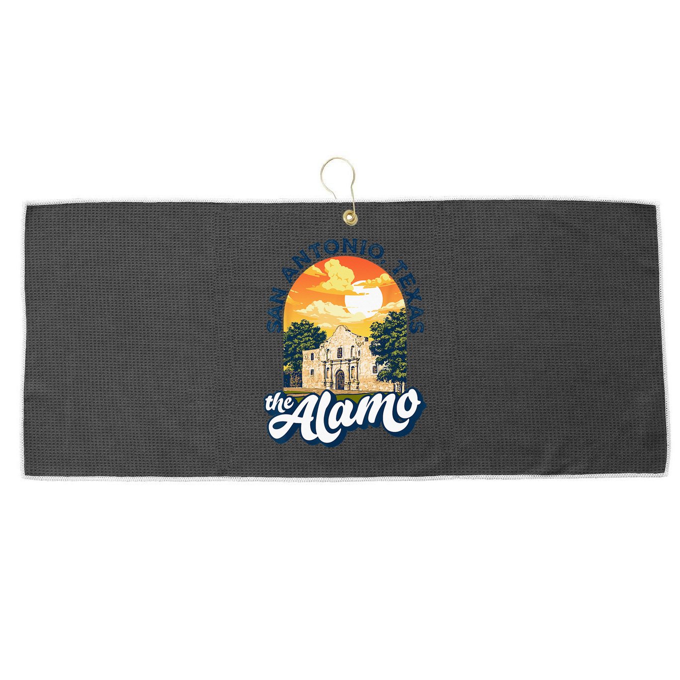 The Alamo San Antonio Texas Mission Vintage Retro Remember Large Microfiber Waffle Golf Towel