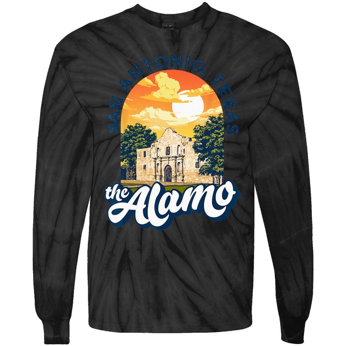 The Alamo San Antonio Texas Mission Vintage Retro Remember Tie-Dye Long Sleeve Shirt