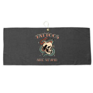 Tattoos Are Stupid Tattoo Artist Large Microfiber Waffle Golf Towel