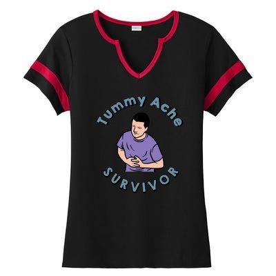 Tummy Ache Survivor Funny Tummy Ache Joke Ladies Halftime Notch Neck Tee