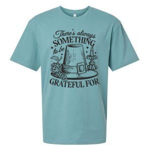 There's Always Something To Be Grateful For Thanksgiving Sueded Cloud Jersey T-Shirt