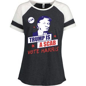 Trump A Scab Vote Harris Uaw 2024 Enza Ladies Jersey Colorblock Tee