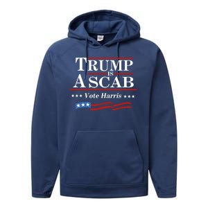 Trump A Scab Vote Harris Uaw Meme Funny Performance Fleece Hoodie