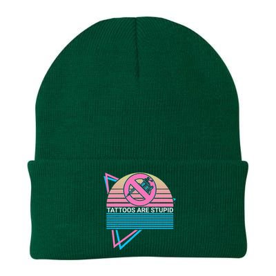 Tattoos Are Stupid Tattoos Are Stupid Anti Tattoo Retro Knit Cap Winter Beanie