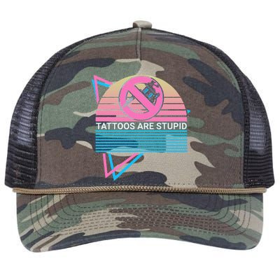 Tattoos Are Stupid Tattoos Are Stupid Anti Tattoo Retro Retro Rope Trucker Hat Cap