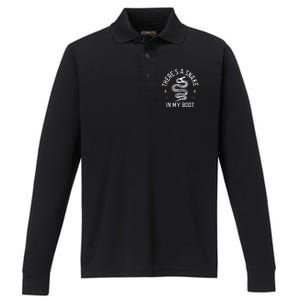 ThereS A Snake In My Boot Est 1995 Meme Funny Snake Performance Long Sleeve Polo