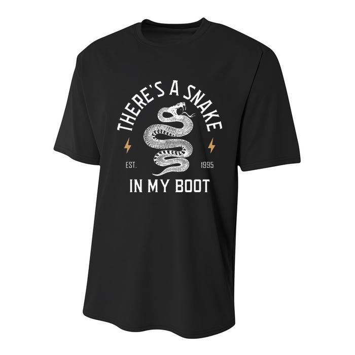 ThereS A Snake In My Boot Est 1995 Meme Funny Snake Youth Performance Sprint T-Shirt
