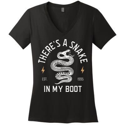 ThereS A Snake In My Boot Est 1995 Meme Funny Snake Women's V-Neck T-Shirt
