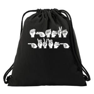 Thanksgiving ASL Sign Language Unique Gift Ideas Drawstring Bag