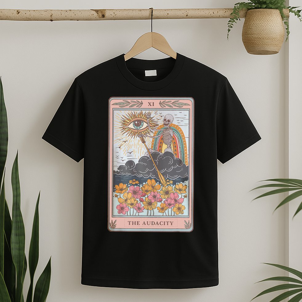 The Audacity Skeleton Tarot Card Sun Eye Aesthetic T-Shirt