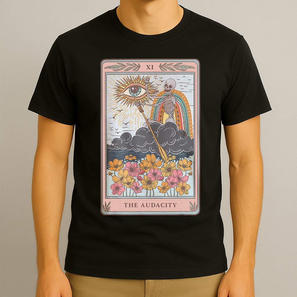 The Audacity Skeleton Tarot Card Sun Eye Aesthetic T-Shirt