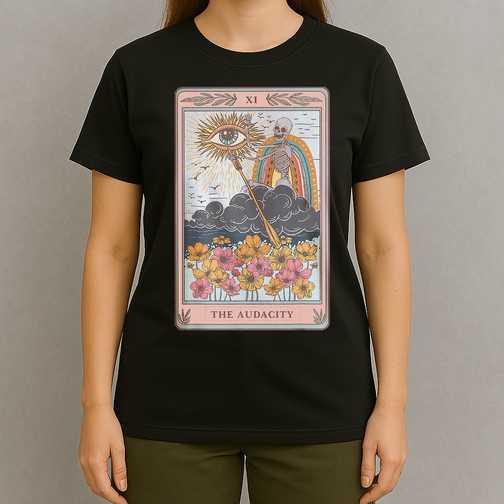 The Audacity Skeleton Tarot Card Sun Eye Aesthetic T-Shirt