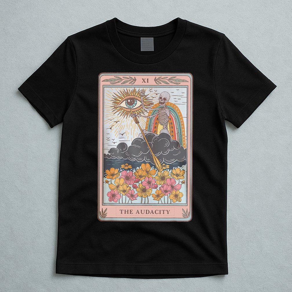 The Audacity Skeleton Tarot Card Sun Eye Aesthetic T-Shirt